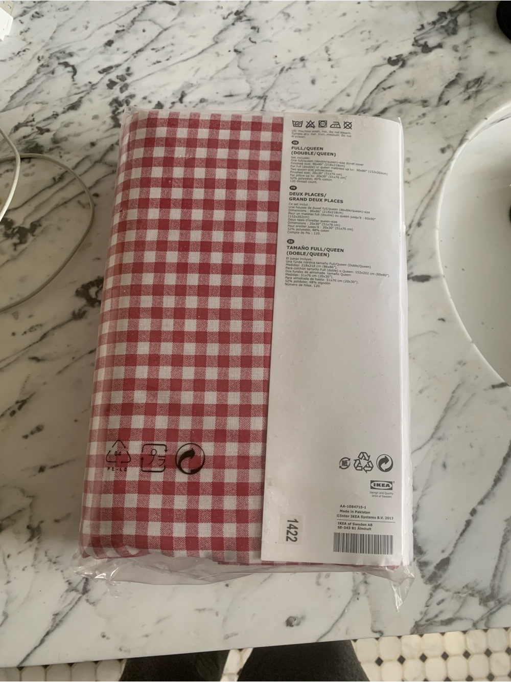IKEA Red and White Gingham Duvet Cover - Classic Check